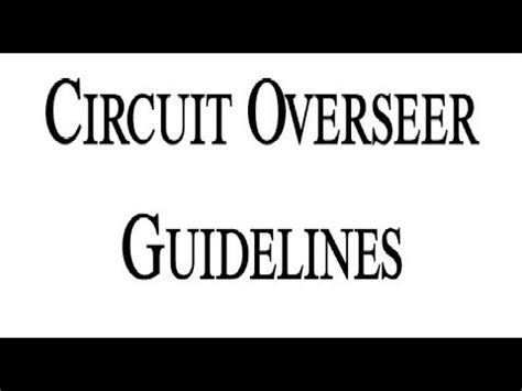 circuit overseer guidelines.